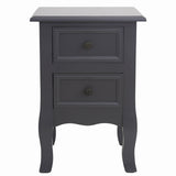 French Bedside Table Nightstand Grey Set of 2 - Low Angle