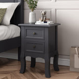French Bedside Table Nightstand Grey Set of 2 - Front View