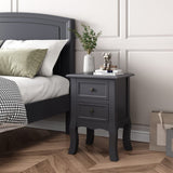 French Bedside Table Nightstand Grey Set of 2 - Side View