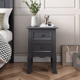 French Bedside Table Nightstand Grey Set of 2 - Top-Down View