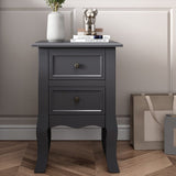 French Bedside Table Nightstand Grey Set of 2 - 45-Degree Angle
