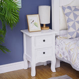 French Bedside Table Nightstand White Set of 2 - Close-Up Angle