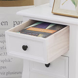 French Bedside Table Nightstand White Set of 2 - Low Angle