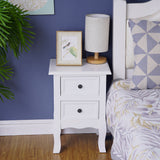 French Bedside Table Nightstand White Set of 2 - Rear View