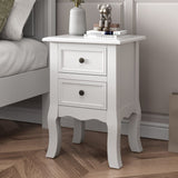 French Bedside Table Nightstand White Set of 2 - Front View