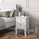 French Bedside Table Nightstand White Set of 2 - Side View