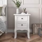 French Bedside Table Nightstand White Set of 2 - 45-Degree Angle