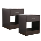 Dandi Bedside Table Nightstand with Drawer Set of 2 Brown - Front View