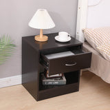 Dandi Bedside Table Nightstand with Drawer Set of 2 Brown - Side View
