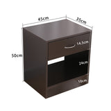 Dandi Bedside Table Nightstand with Drawer Set of 2 Brown - Close-Up Angle