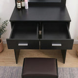 Fidel Vanity Set with Cushioned Stool and Lighted Mirror- Black - Extra Image