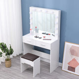 Fidel Vanity Set with Cushioned Stool and Lighted Mirror- White - Extra Image