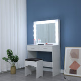 Fidel Vanity Set with Cushioned Stool and Lighted Mirror- White - Extra Image
