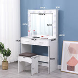Fidel Vanity Set with Cushioned Stool and Lighted Mirror- White - Extra Image