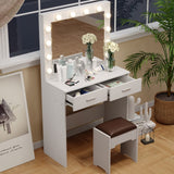 Fidel Vanity Set with Cushioned Stool and Lighted Mirror- White - Side View