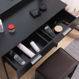 Diana Vanity Set with Shelves Cushioned Stool and Lighted Mirror- Black - Extra Image
