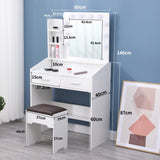 Diana Vanity Set with Shelves Cushioned Stool and Lighted Mirror- White - Extra Image