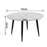 Minimalist Marble Effect Round Coffee Table - Low Angle