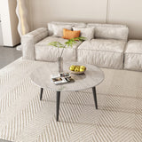 Minimalist Marble Effect Round Coffee Table - Top-Down View