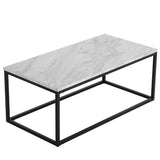 Industrial Style Marble Effect Rectangular Coffee Table - Side View