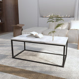 Industrial Style Marble Effect Rectangular Coffee Table - Top-Down View