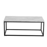 Industrial Style Marble Effect Rectangular Coffee Table - 45-Degree Angle