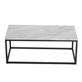 Industrial Style Marble Effect Rectangular Coffee Table - Rear View