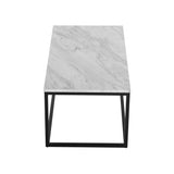 Industrial Style Marble Effect Rectangular Coffee Table - Close-Up Angle