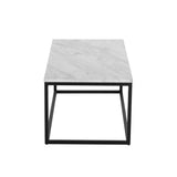 Industrial Style Marble Effect Rectangular Coffee Table - Low Angle