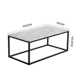 Industrial Style Marble Effect Rectangular Coffee Table - Extra Image