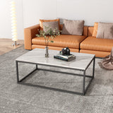 Industrial Style Marble Effect Rectangular Coffee Table - Front View