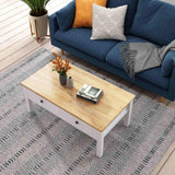 Sleek Natural Wood Rectangle Coffee Table - Top-Down View