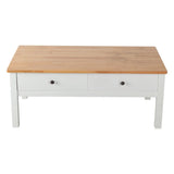 Sleek Natural Wood Rectangle Coffee Table - 45-Degree Angle