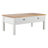 Sleek Natural Wood Rectangle Coffee Table - Rear View