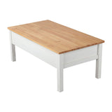 Sleek Natural Wood Rectangle Coffee Table - Low Angle