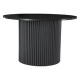 Luxe Black Ribbed Texture Wooden Coffee Table - Front View