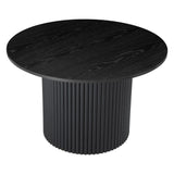 Luxe Black Ribbed Texture Wooden Coffee Table - Side View
