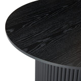 Luxe Black Ribbed Texture Wooden Coffee Table - Top-Down View