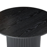 Luxe Black Ribbed Texture Wooden Coffee Table - 45-Degree Angle