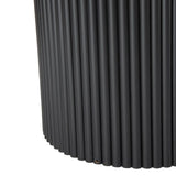 Luxe Black Ribbed Texture Wooden Coffee Table - Rear View