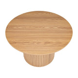 Luxe Ribbed Round Coffee Table Wooden - 45-Degree Angle