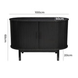 Mid-Century Black Ribbed Sideboard Cabinet - Extra Image