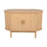 Natural Wood Ribbed Sideboard Cabinet - 45-Degree Angle