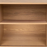 Natural Wood Ribbed Sideboard Cabinet - Low Angle