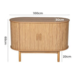 Natural Wood Ribbed Sideboard Cabinet - Extra Image