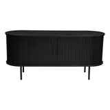 Ribbed Black Sideboard with Sliding Doors - Top-Down View