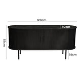Ribbed Black Sideboard with Sliding Doors - Extra Image