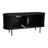 Ribbed Black Sideboard with Sliding Doors - Extra Image