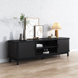 160cm Ribbed Black Entertainment Unit