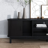 160cm Ribbed Black Entertainment Unit - Side View